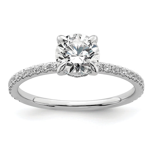 14k White Gold 1/3 Ct. Lab Grown Diamond VS/SI+ G+ 1 Ct. center Flair Round Engagement Ring