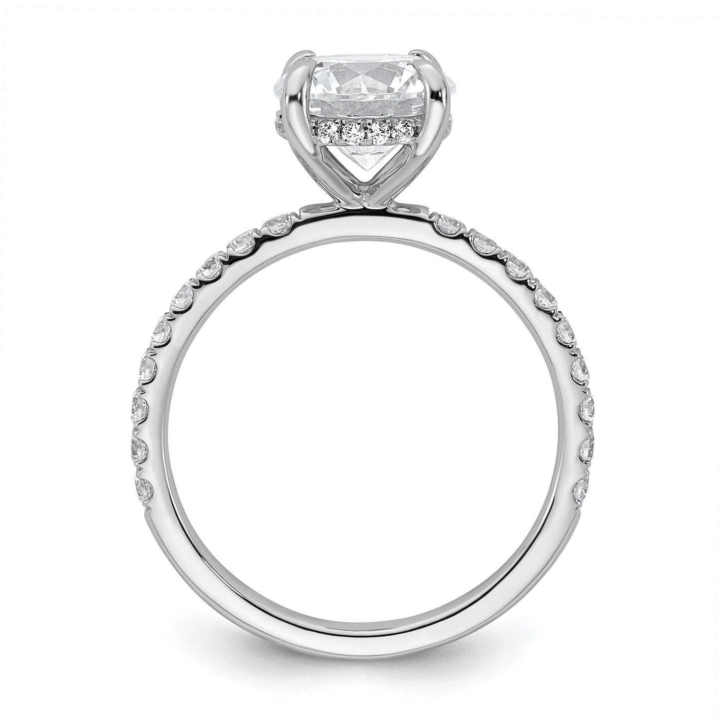 14k White Gold 3/8 Ct. Lab Grown Diamond VS/SI+ G+ 2 Ct. center Flair Round Engagement Ring