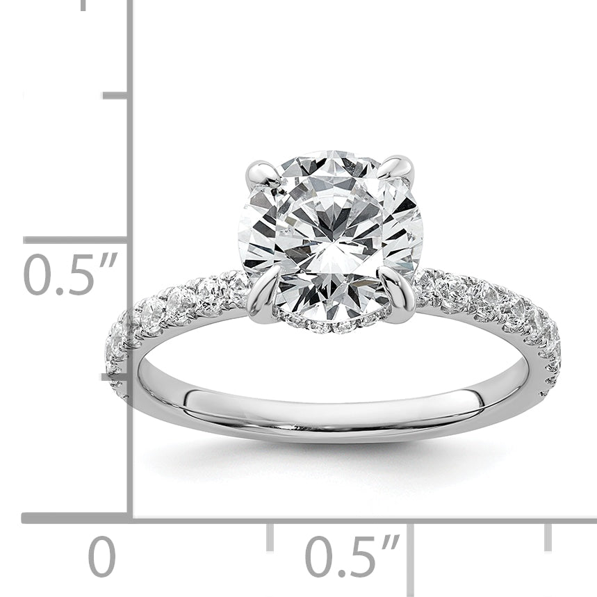 14k White Gold 3/8 Ct. Lab Grown Diamond VS/SI+ G+ 2 Ct. center Flair Round Engagement Ring