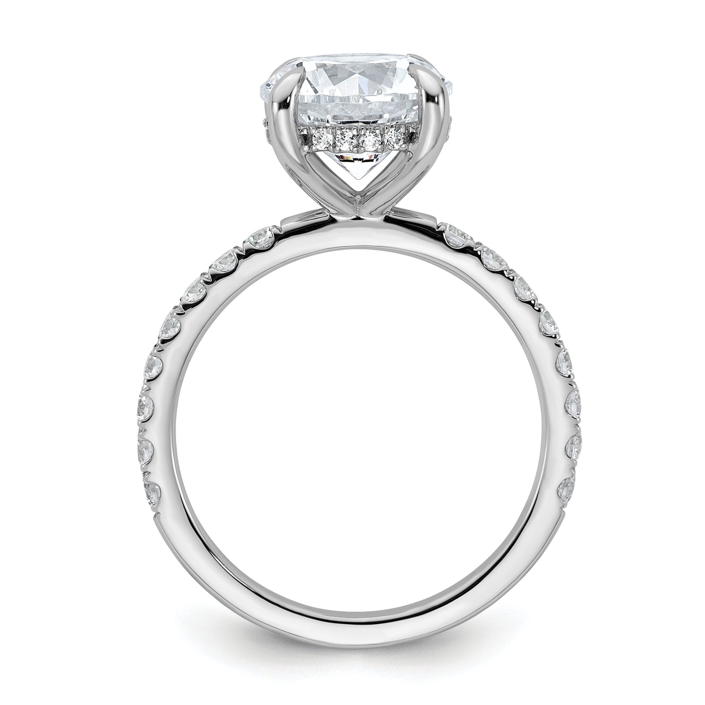 14k White Gold 1/2 Ct. Lab Grown Diamond VS/SI+ G+ 3 Ct. center Flair Round Engagement Ring