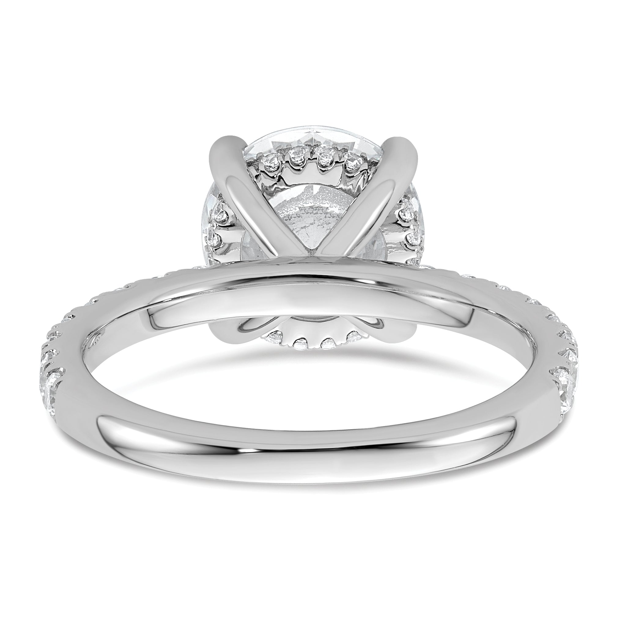 14K White Gold 3 1/2 Carat Lab Grown Diamond Vs/Si+ G+ Complete Flair Round Engagement Ring (Size 7 Only)