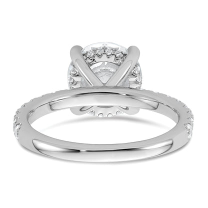 14K White Gold 3 1/2 Carat Lab Grown Diamond Vs/Si+ G+ Complete Flair Round Engagement Ring (Size 7 Only)