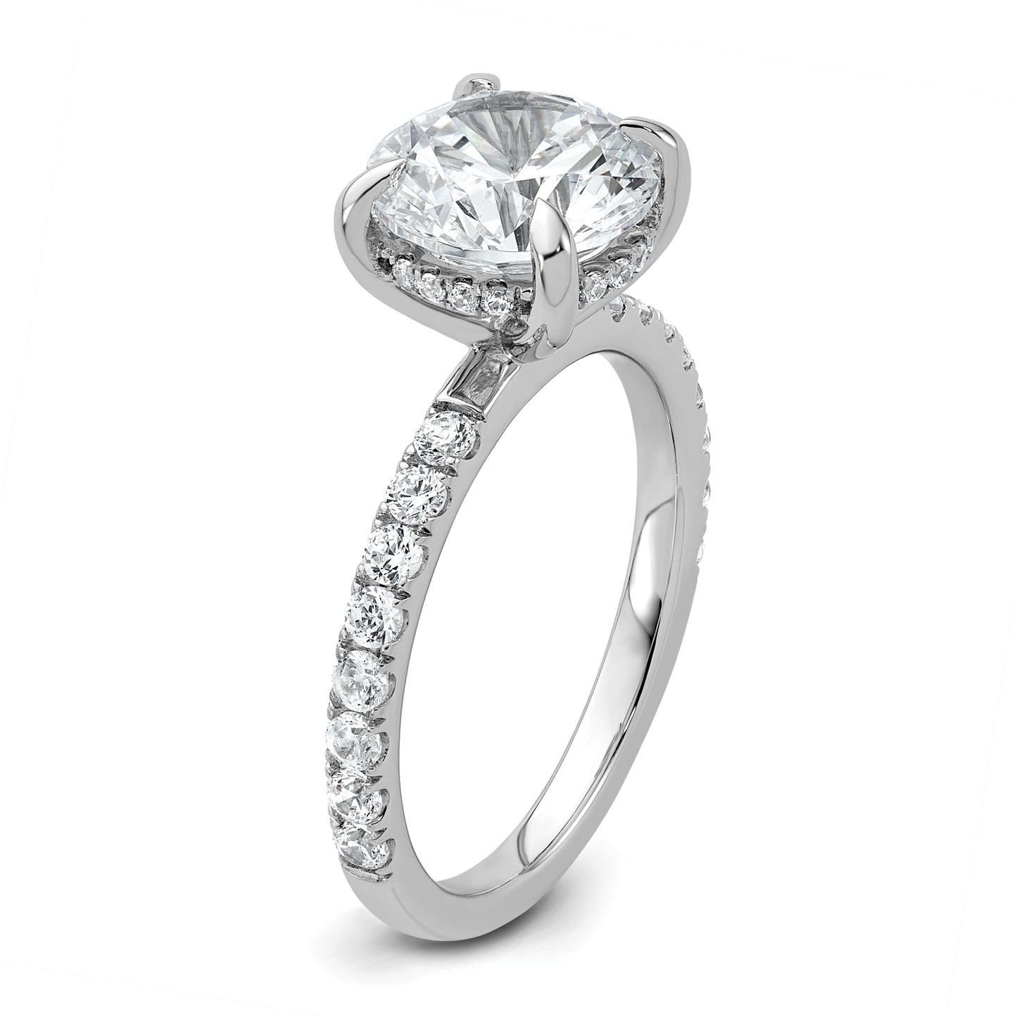 14k White Gold 1/2 Ct. Lab Grown Diamond VS/SI+ G+ 3 Ct. center Flair Round Engagement Ring