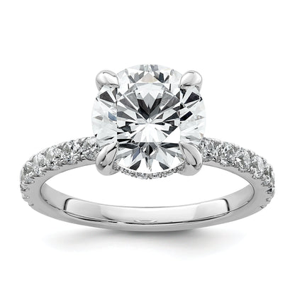 14K White Gold 3 1/2 Carat Lab Grown Diamond Vs/Si+ G+ Complete Flair Round Engagement Ring (Size 7 Only)