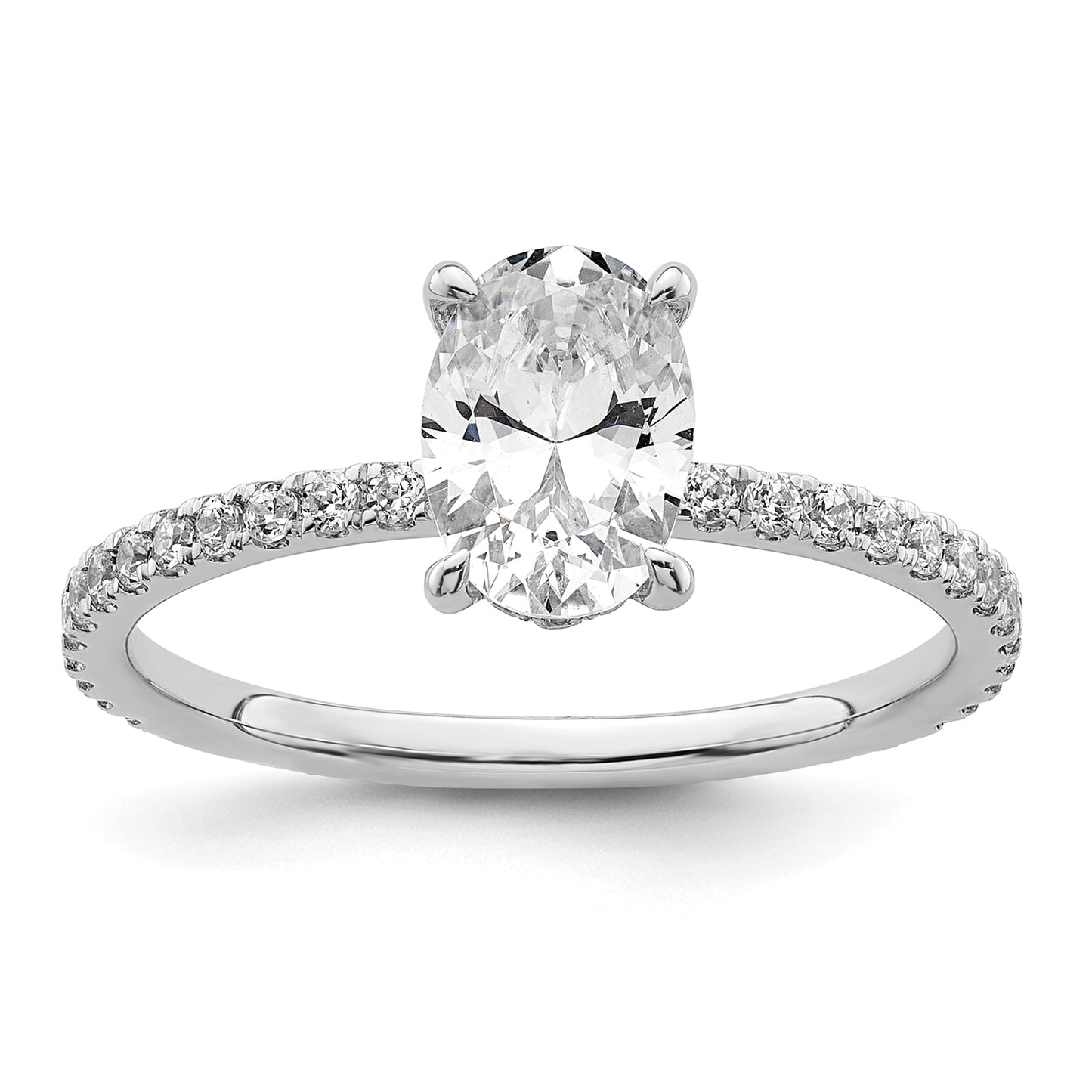 14k White Gold 1/3 Ct. Lab Grown Diamond VS/SI+ G+ 1 Ct. center Flair Oval Engagement Ring