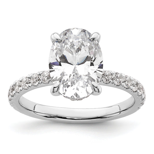 14k White Gold 3 1/2 Ct. Lab Grown Diamond VS/SI+ G+ Flair Oval Engagement Ring