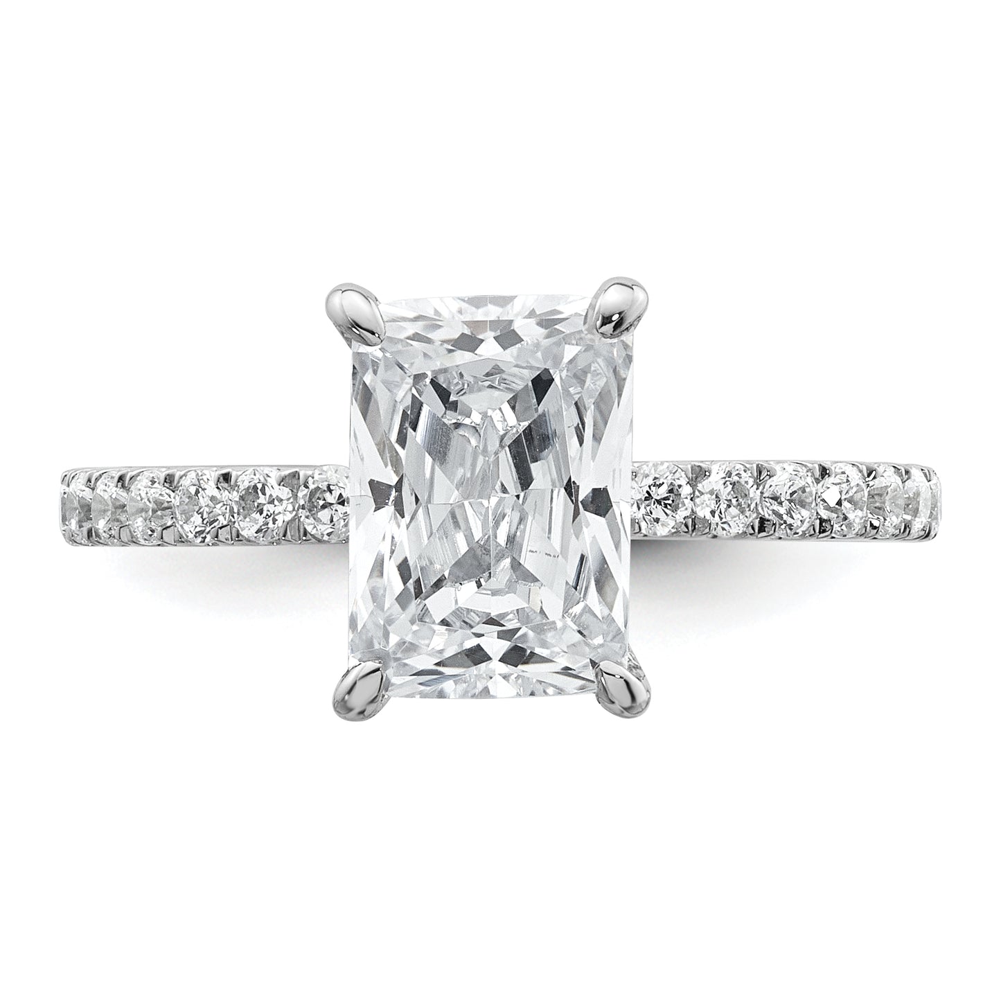 14K White Gold Lab Grown Diamond VS/SI FGH Flair Radiant Semi Engagement Ring