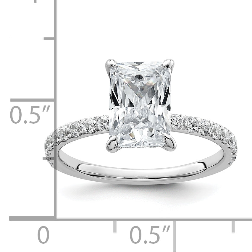 14K White Gold Lab Grown Diamond VS/SI FGH Flair Radiant Semi Engagement Ring