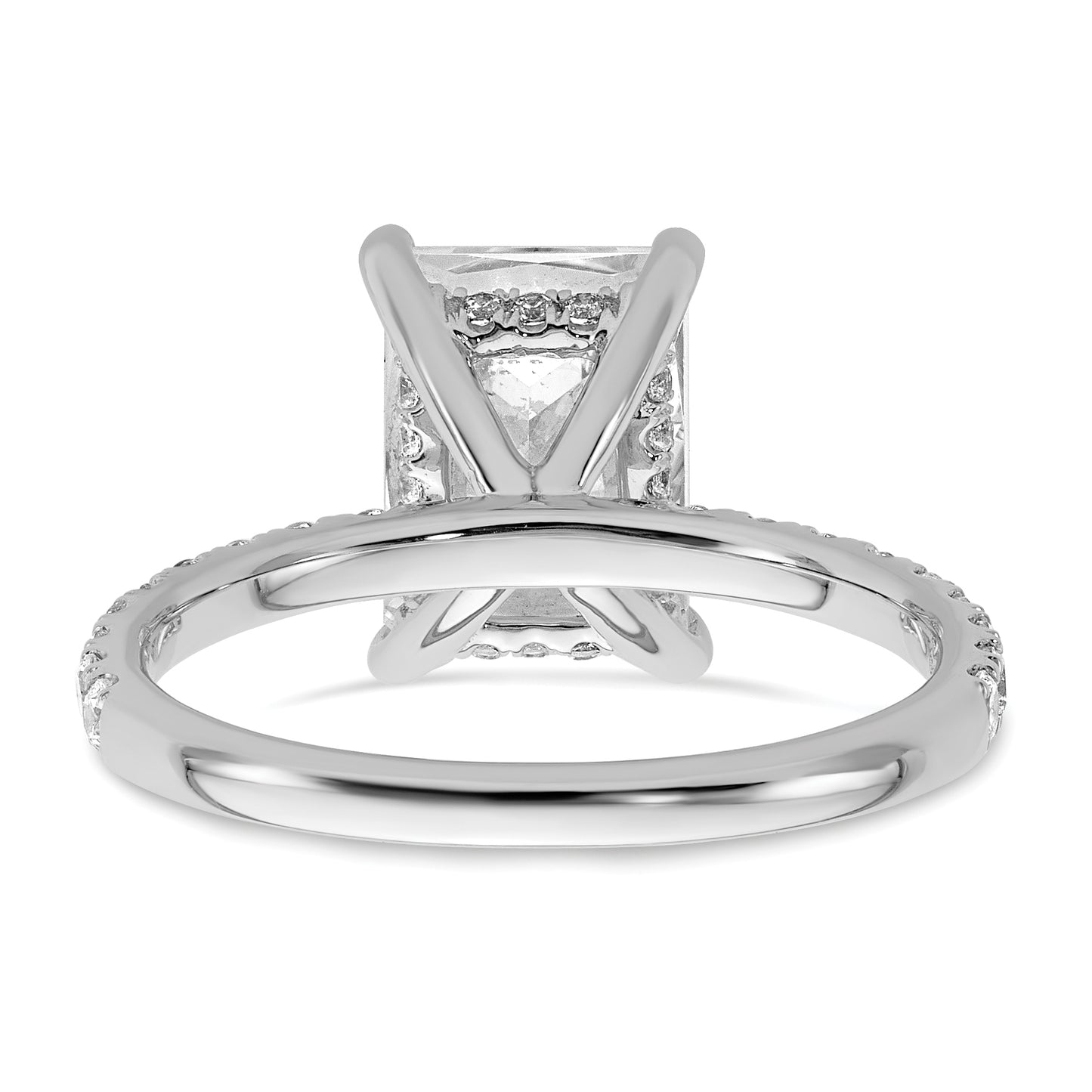 14K White Gold Lab Grown Diamond VS/SI FGH Flair Radiant Comp Engagement Ring