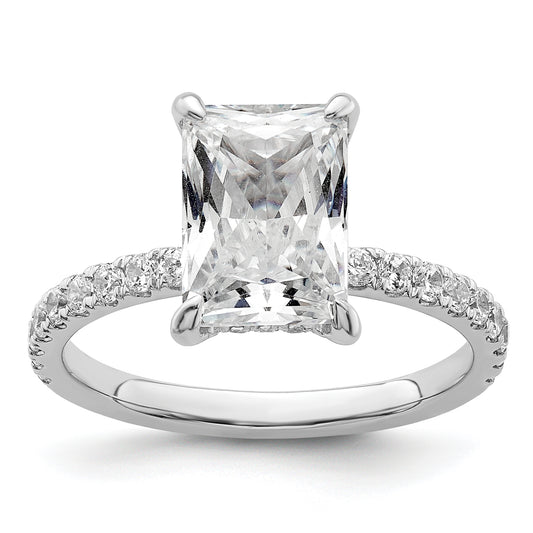 14K White Gold Lab Grown Diamond VS/SI FGH Flair Radiant Comp Engagement Ring