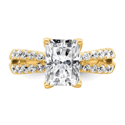 14K Yellow Gold True Origin 2 5/8 Carat Radiant Lab Grown Diamond Vs D E F Complete Engagement Ring