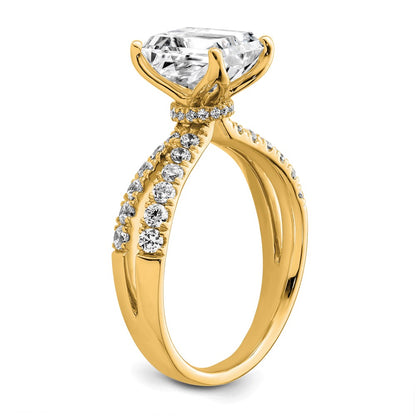 14K Yellow Gold True Origin 2 5/8 Carat Radiant Lab Grown Diamond Vs D E F Complete Engagement Ring