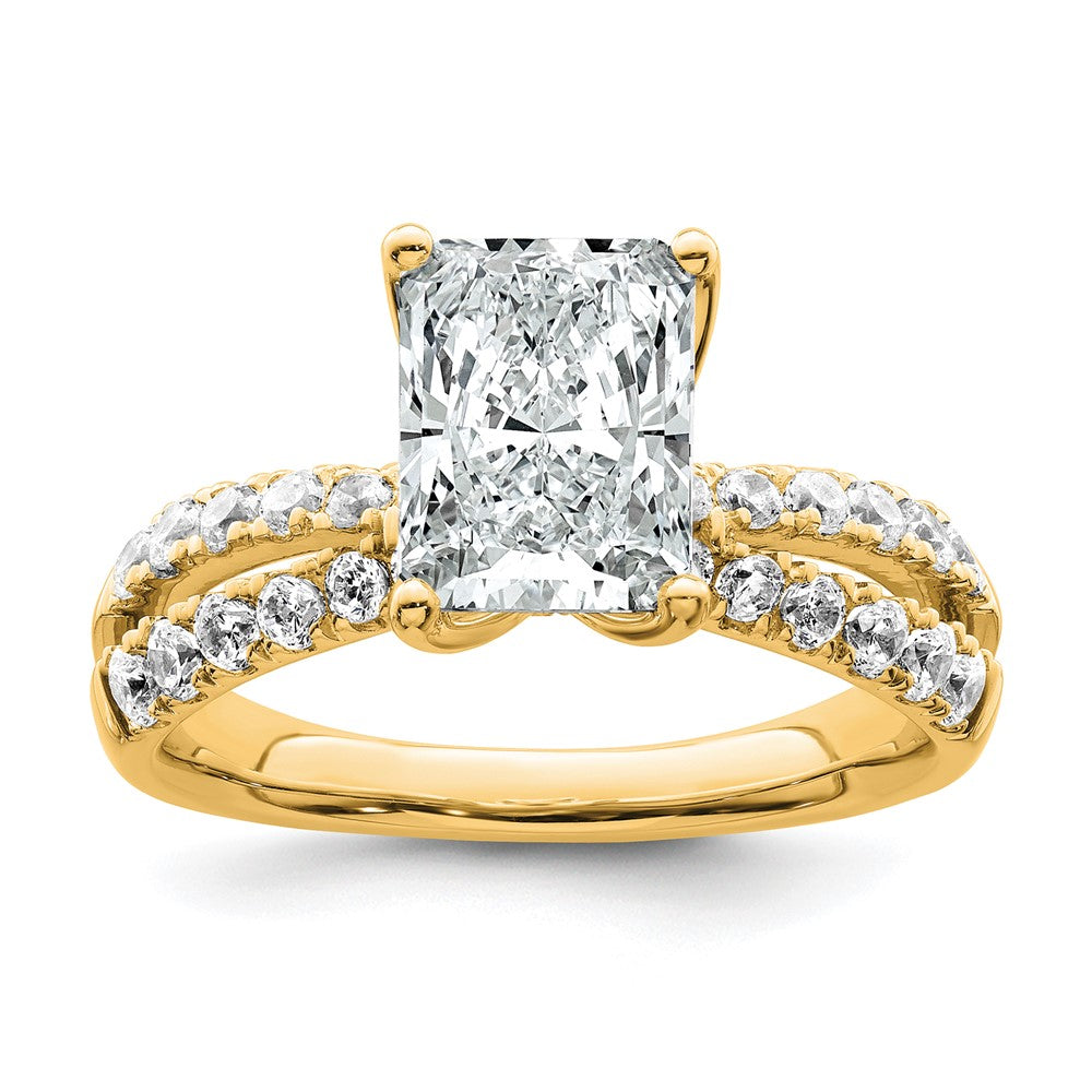 14K Yellow Gold True Origin 2 5/8 Carat Radiant Lab Grown Diamond Vs D E F Complete Engagement Ring