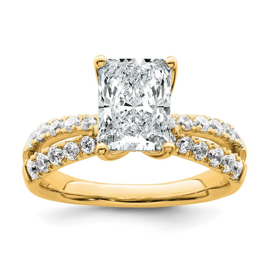 14K Yellow Gold True Origin 2 5/8 Carat Radiant Lab Grown Diamond Vs D E F Complete Engagement Ring