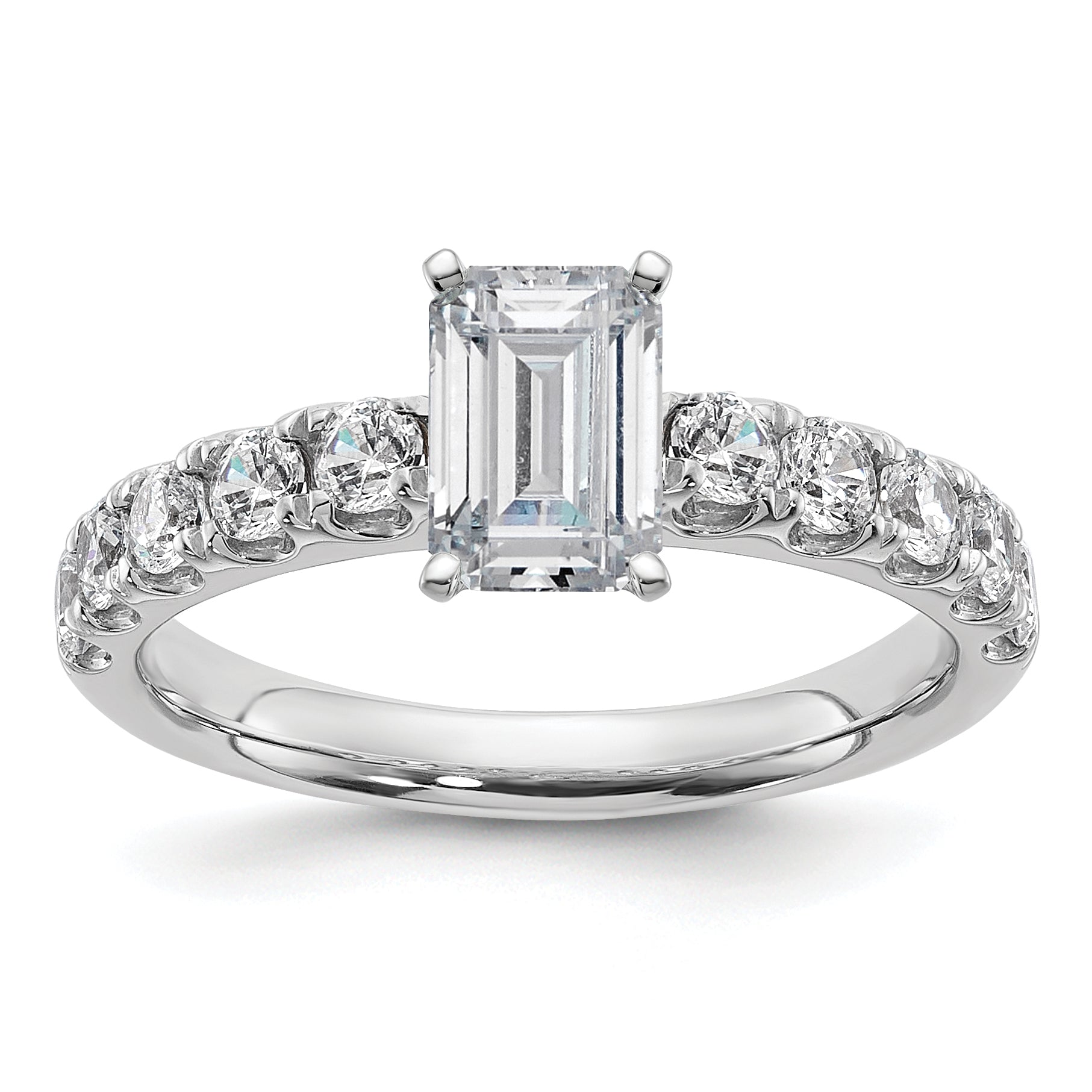 14K White Gold 1 3/4 Carat Certified Lab Grown Diamond Vs+ F+ Radiant Complete Engagement Ring