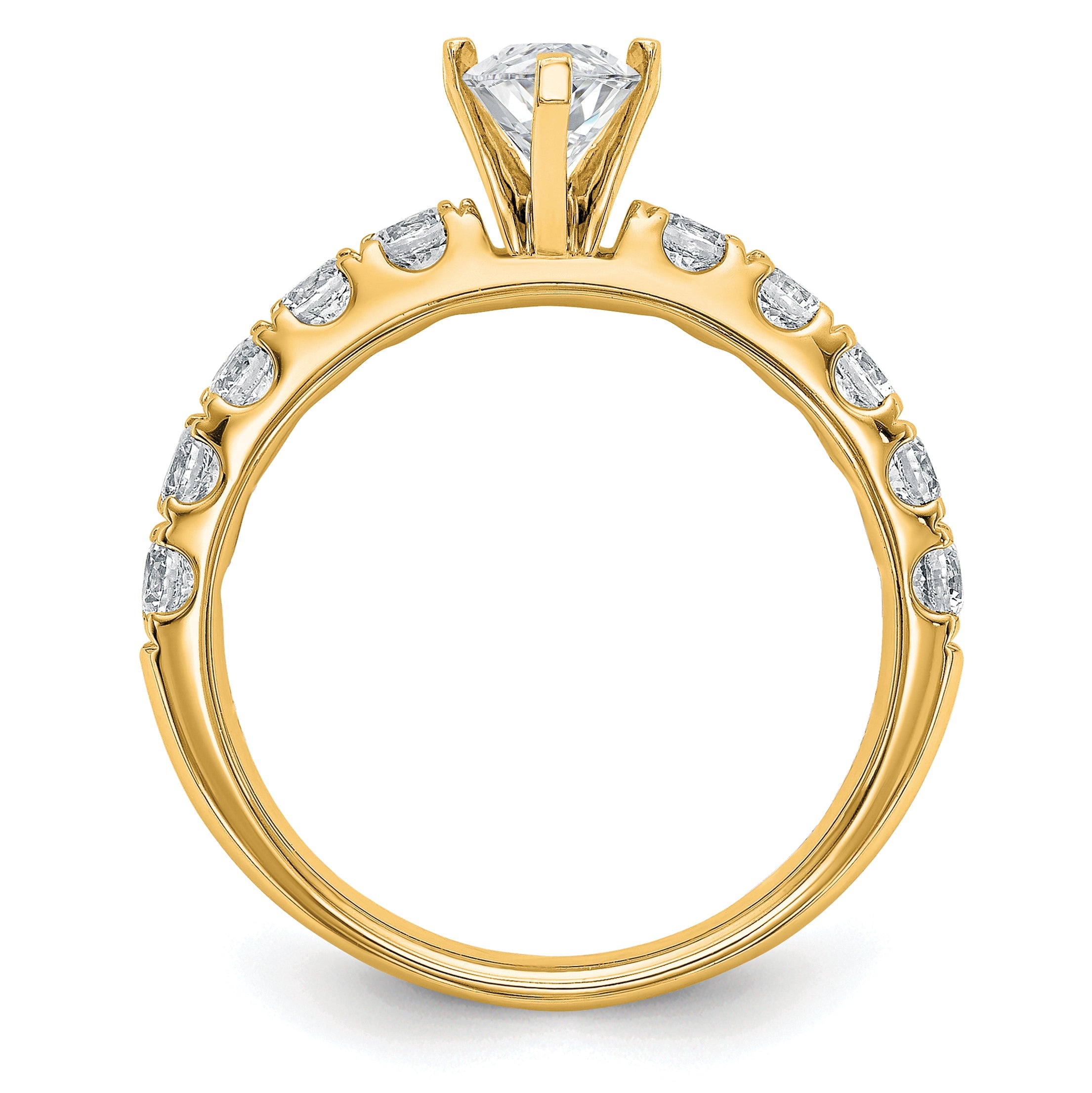 14K Yellow Gold 1 3/4 Carat Certified Lab Grown Diamond Vs+ F+ Marquise Complete Engagement Ring