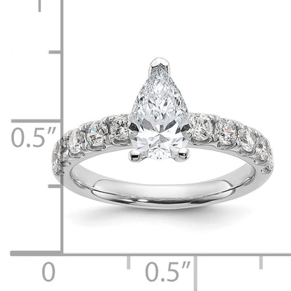 14K White Gold 1 3/4 Carat Certified Lab Grown Diamond Vs+ F+ Pear Complete Engagement Ring