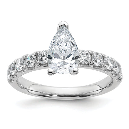 14K White Gold 1 3/4 Carat Certified Lab Grown Diamond Vs+ F+ Pear Complete Engagement Ring