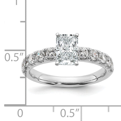 14K White Gold 1 3/4 Carat Certified Lab Grown Diamond Vs+ F+ Radiant Complete Engagement Ring