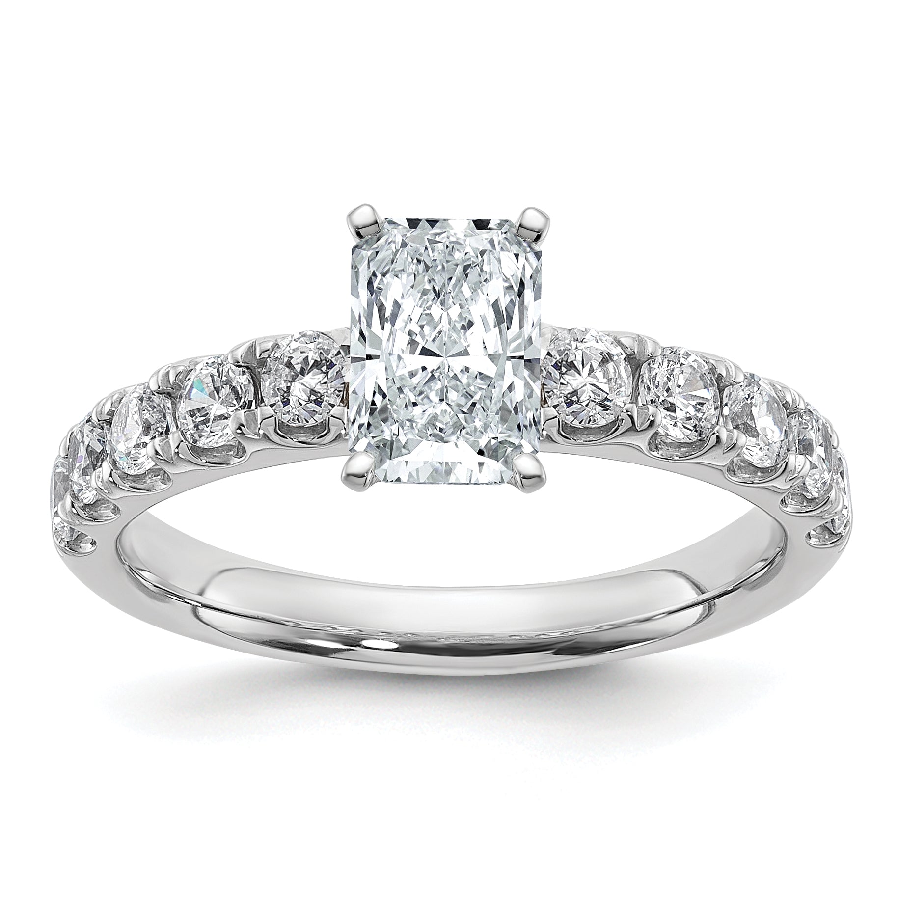 14K White Gold 1 3/4 Carat Certified Lab Grown Diamond Vs+ F+ Radiant Complete Engagement Ring