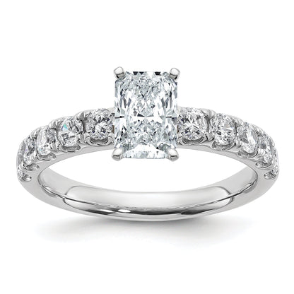 14K White Gold 1 3/4 Carat Certified Lab Grown Diamond Vs+ F+ Radiant Complete Engagement Ring