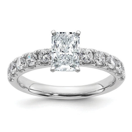 14K White Gold 1 3/4 Carat Certified Lab Grown Diamond Vs+ F+ Radiant Complete Engagement Ring
