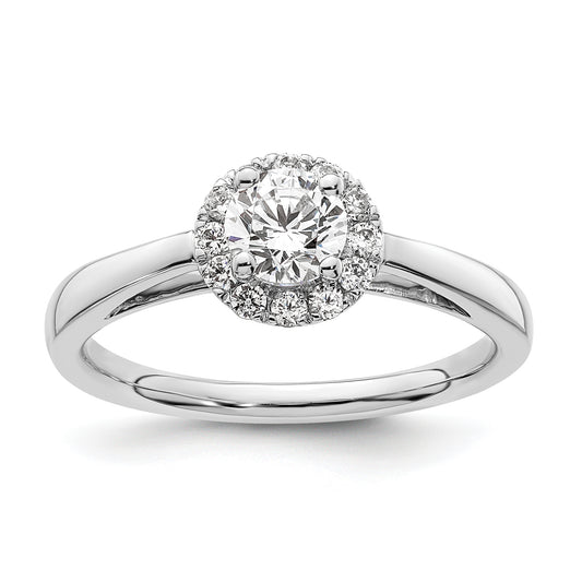 14k White Gold 1/2 Ct. Lab Grown Diamond VS/SI+ G+ Round Halo Engagement Ring