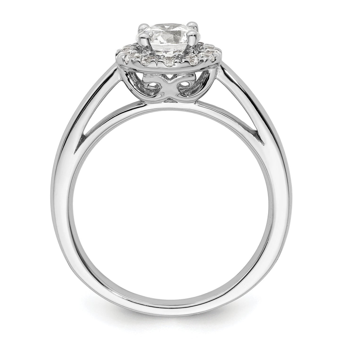 14k White Gold 1/4 Ct. Lab Grown Diamond VS/SI+ G+ 3/4 Ct. Center Round Halo Engagement Ring