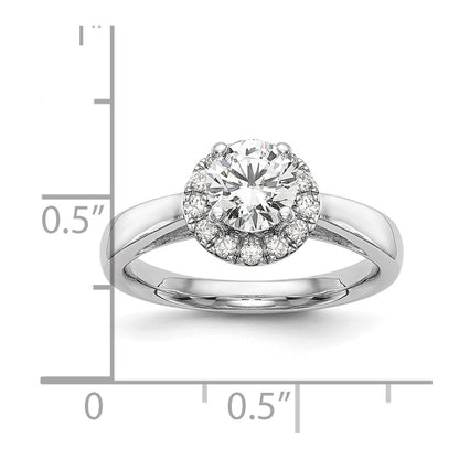 14k White Gold 1/3 Ct. Lab Grown Diamond VS/SI+ G+ 1 Ct. Center Round Halo Engagement Ring