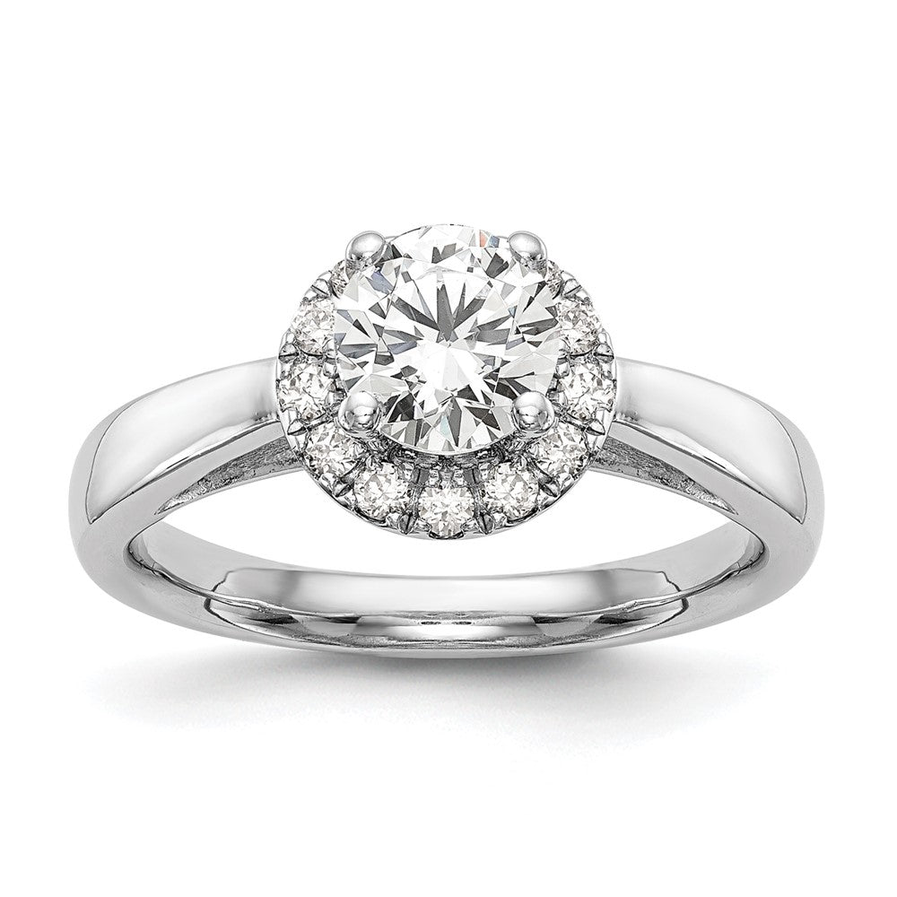 14k White Gold 1/3 Ct. Lab Grown Diamond VS/SI+ G+ 1 Ct. Center Round Halo Engagement Ring