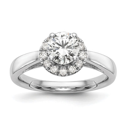 14k White Gold 1/3 Ct. Lab Grown Diamond VS/SI+ G+ 1 Ct. Center Round Halo Engagement Ring