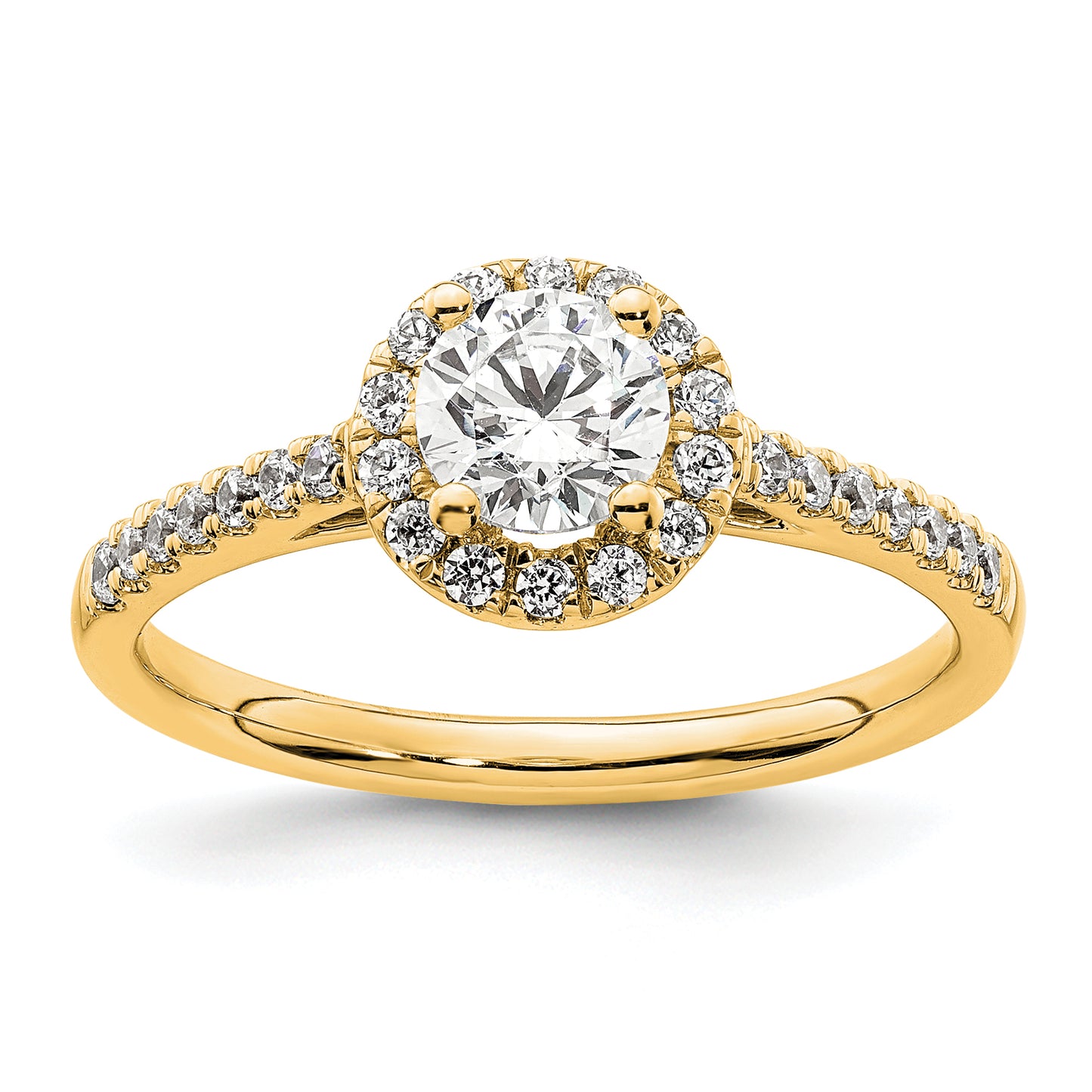 14k Yellow Gold 3/4 Ct. Lab Grown Diamond VS/SI+ G+ Halo Engagement Ring