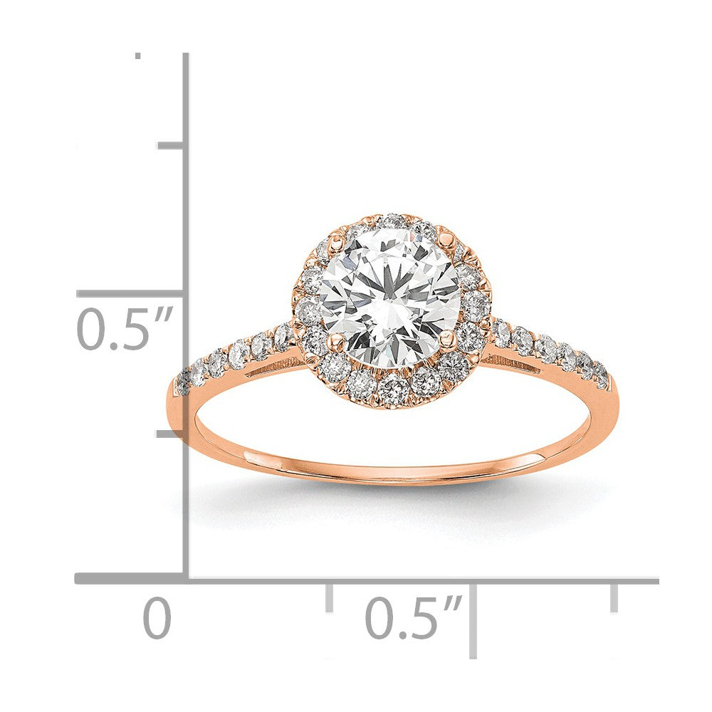 14K Rose Gold Lab Grown VS/SI+ G+ Diamond Round Halo Semi-mount Engagement Ring