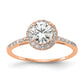 14K Rose Gold Lab Grown VS/SI+ G+ Diamond Round Halo Semi-mount Engagement Ring