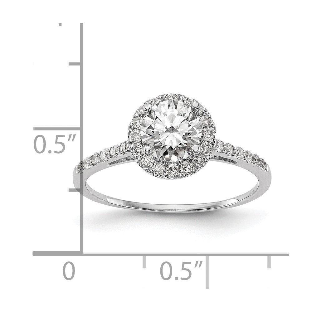 14k White Gold 1/4 Ct. Lab Grown Diamond VS/SI+ G+ 1 Ct. Center Halo Engagement Ring