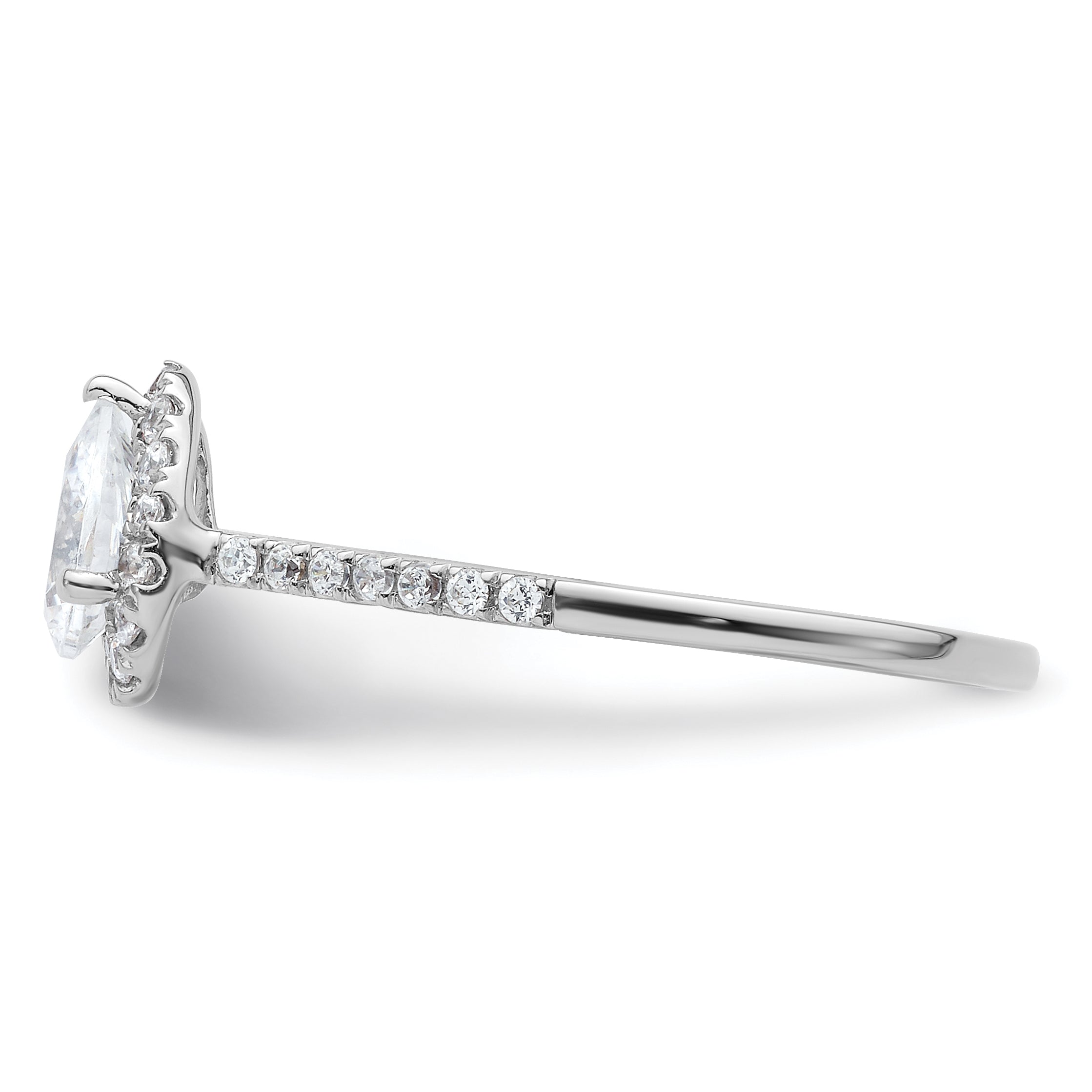 14K White Gold Halo (Holds 3/4 Carat (7X5mm) Pear Center) 1/4 Diamond Semi Mount Engagement Ring