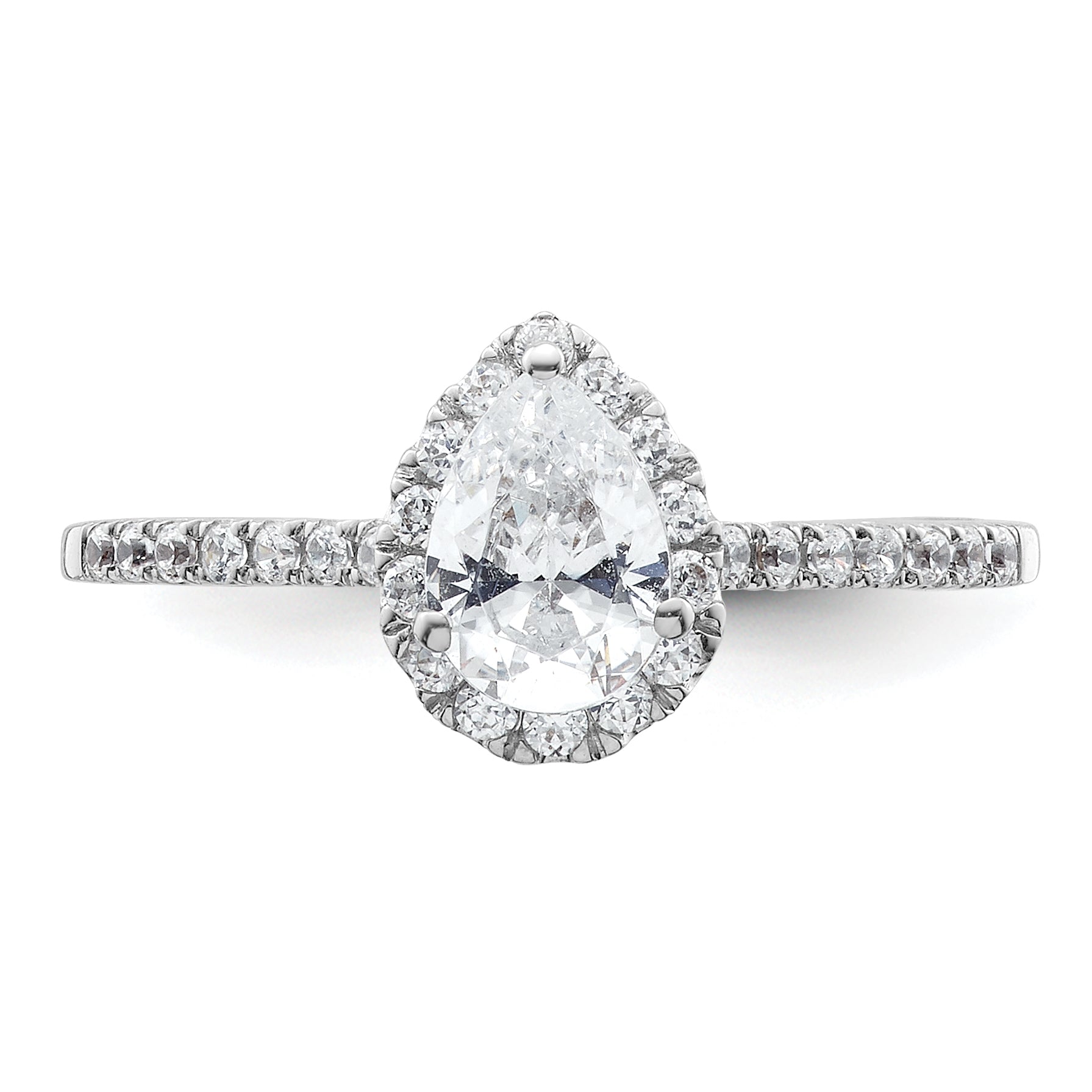 14K White Gold Halo (Holds 3/4 Carat (7X5mm) Pear Center) 1/4 Diamond Semi Mount Engagement Ring