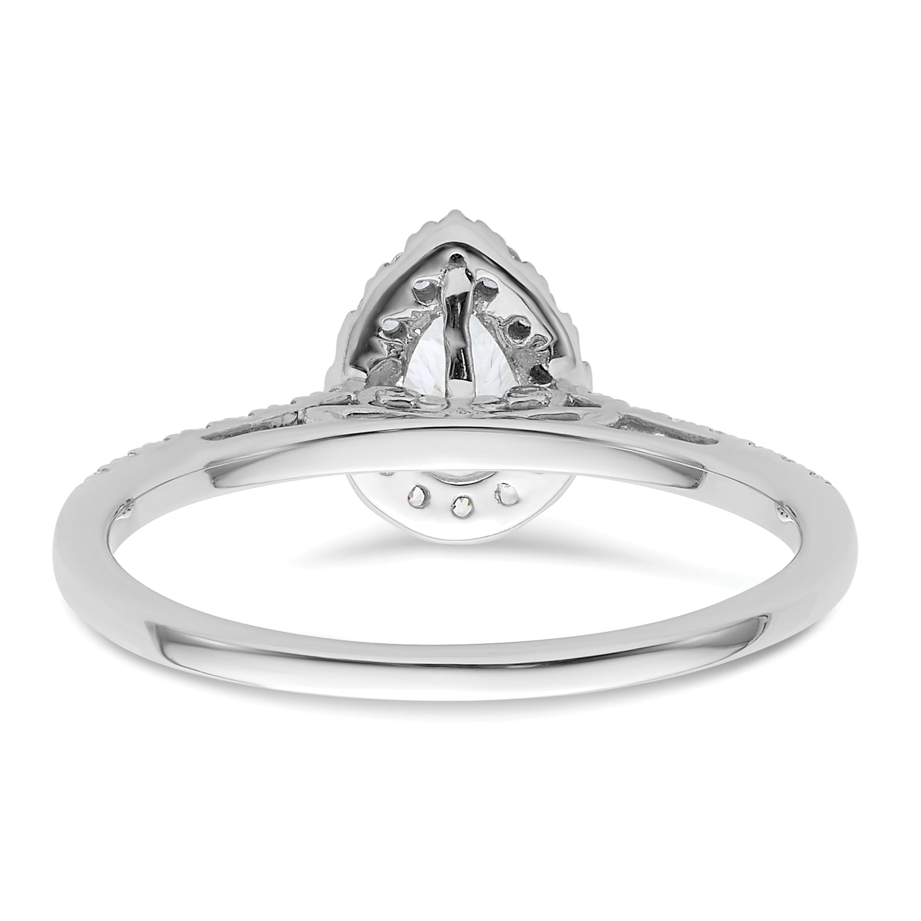 14K White Gold Halo (Holds 3/4 Carat (7X5mm) Pear Center) 1/4 Diamond Semi Mount Engagement Ring