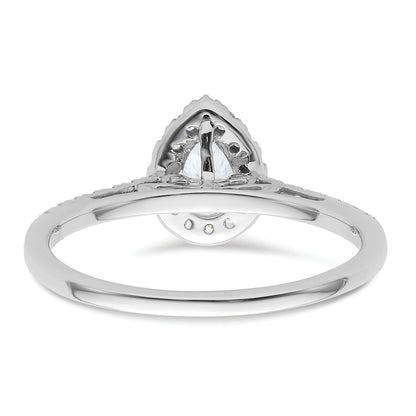 14K White Gold Halo (Holds 3/4 Carat (7X5mm) Pear Center) 1/4 Diamond Semi Mount Engagement Ring
