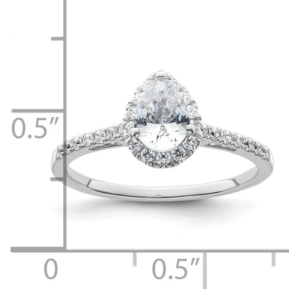 14K White Gold Halo (Holds 3/4 Carat (7X5mm) Pear Center) 1/4 Diamond Semi Mount Engagement Ring