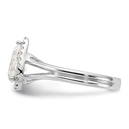 14kw Pear Halo Simulated Diamond Split Shank Engagement Ring