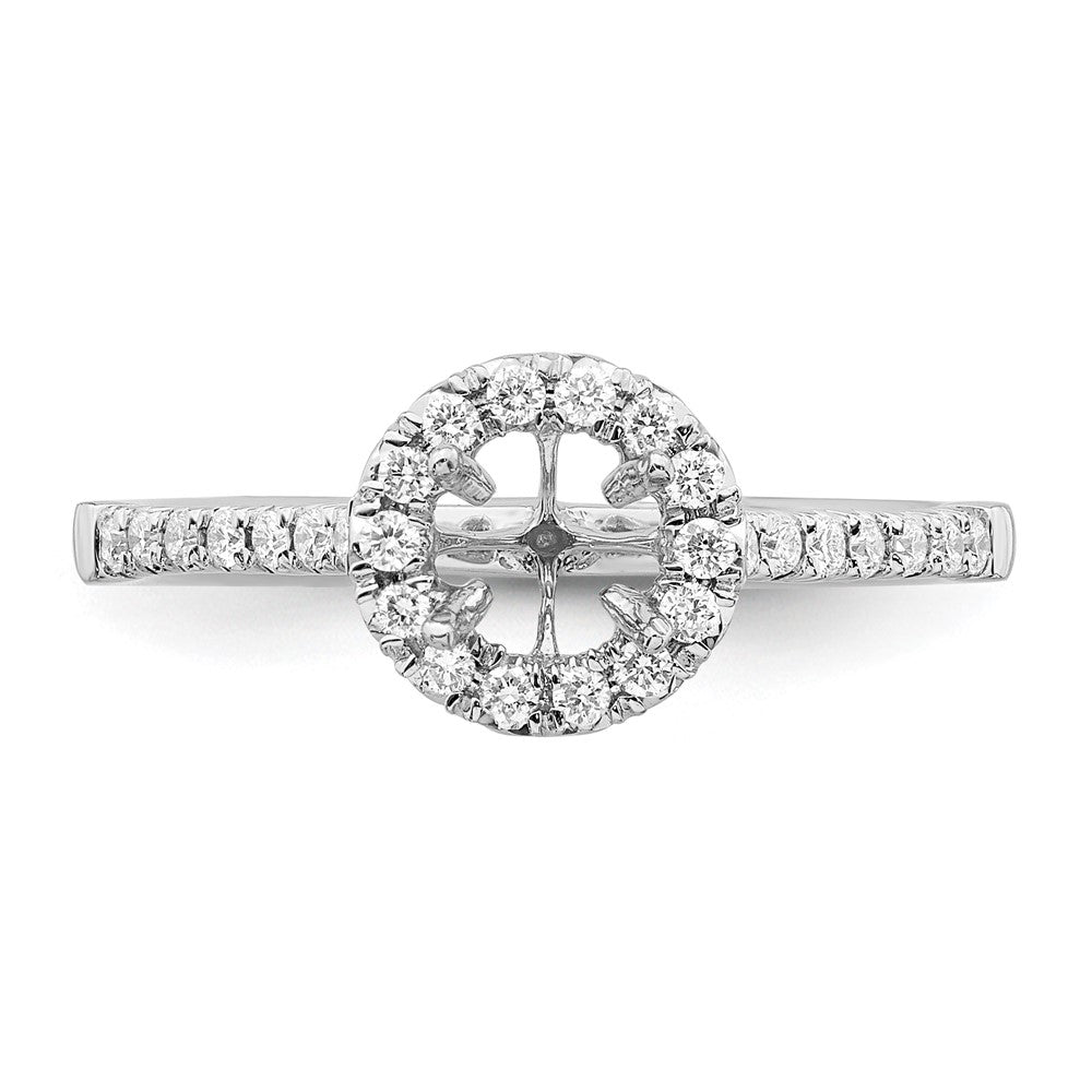 14k White Gold 3/4 Ct. Lab Grown Diamond VS/SI+ G+ Round Complete Size 6 Halo Engagement Ring