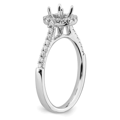 14K White Gold True Origin 1/4 Carat Lab Grown Diamond Vs D E F Semi Mount Round Halo Engagement Ring