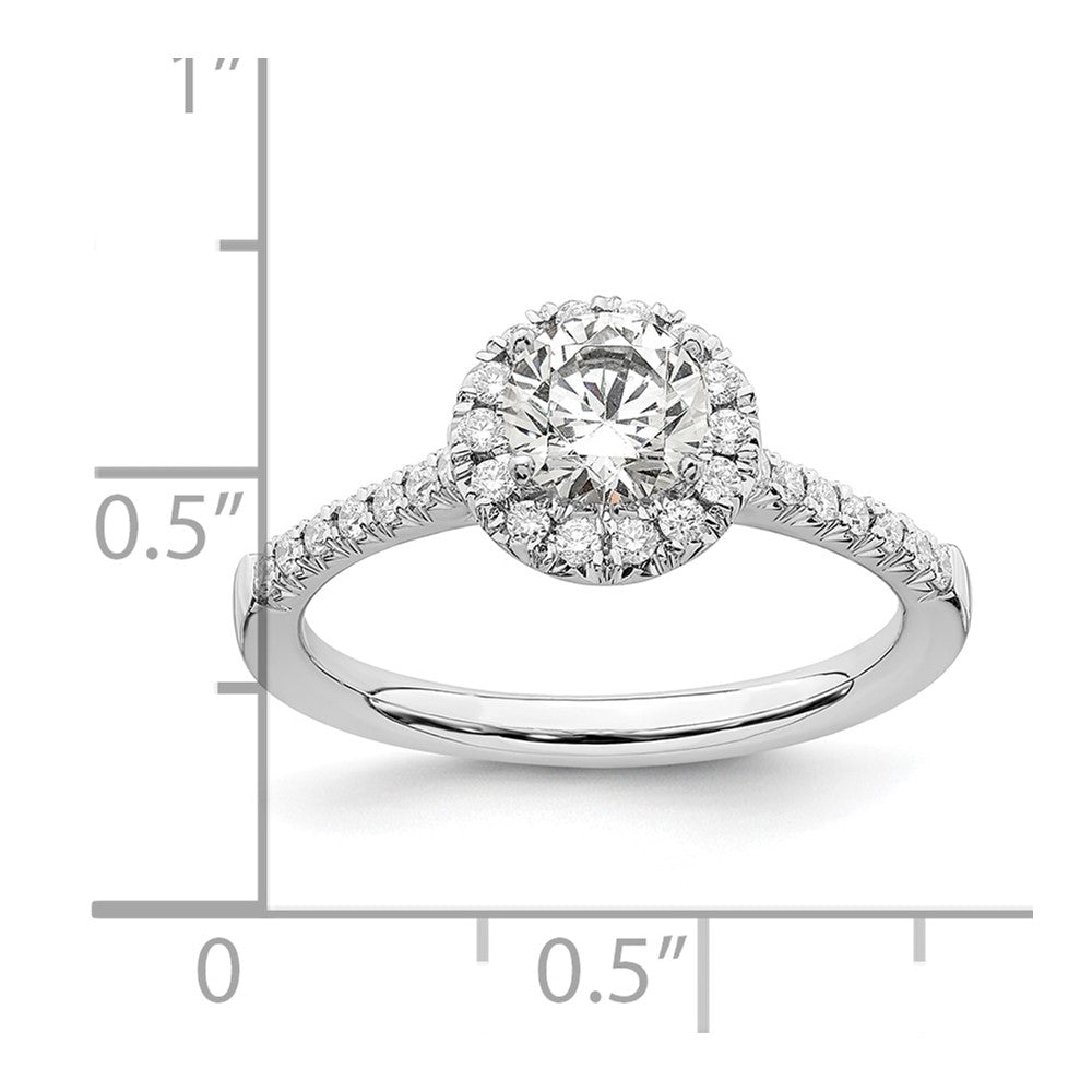 14k White Gold 3/4 Ct. Lab Grown Diamond VS/SI+ G+ Round Complete Size 8 Halo Engagement Ring
