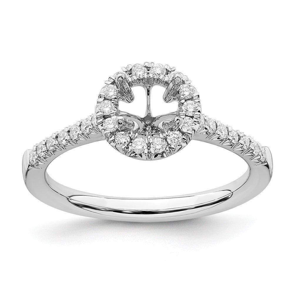 14k White Gold 3/4 Ct. Lab Grown Diamond VS/SI+ G+ Round Complete Size 8 Halo Engagement Ring