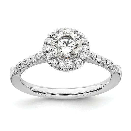 14k White Gold 3/4 Ct. Lab Grown Diamond VS/SI+ G+ Round Halo Engagement Ring