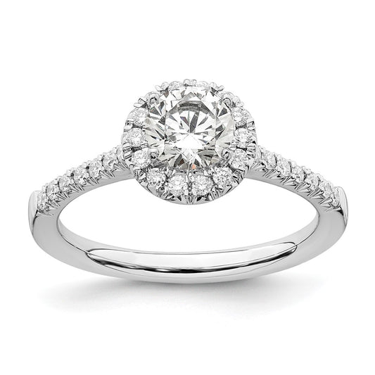 14k White Gold 3/4 Ct. Lab Grown Diamond VS/SI+ G+ Round Halo Engagement Ring