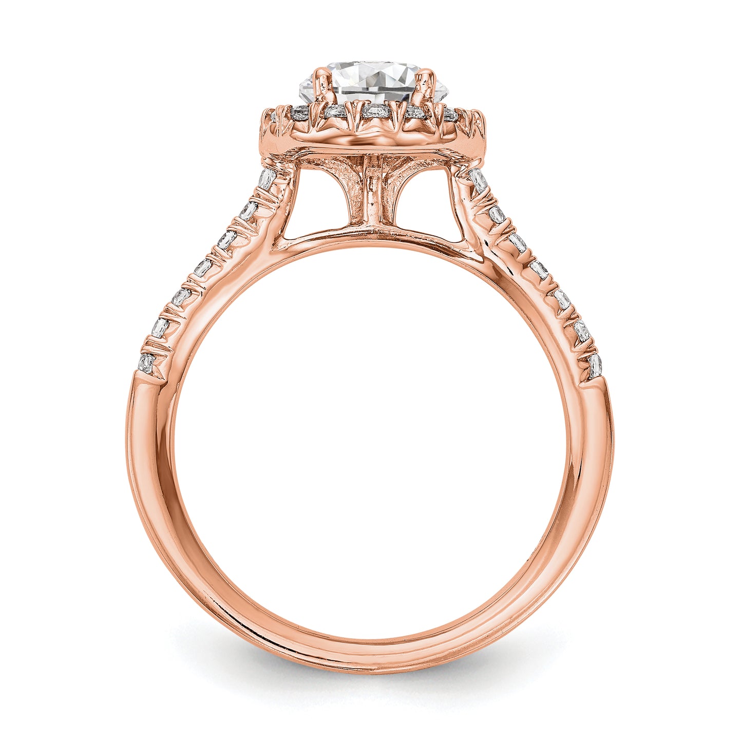 14k Rose Gold 1/3 Ct. Lab Grown Diamond VS/SI+ G+ 1 Ct. Center Round Engagement Ring