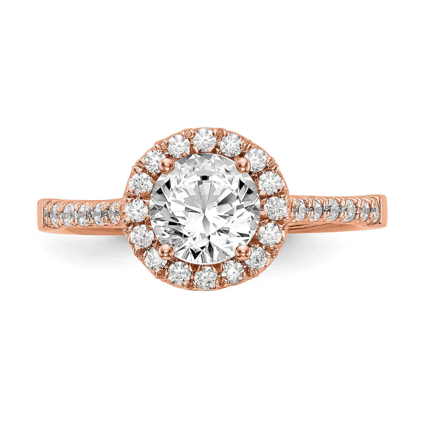 14k Rose Gold 1/3 Ct. Lab Grown Diamond VS/SI+ G+ 1 Ct. Center Round Engagement Ring