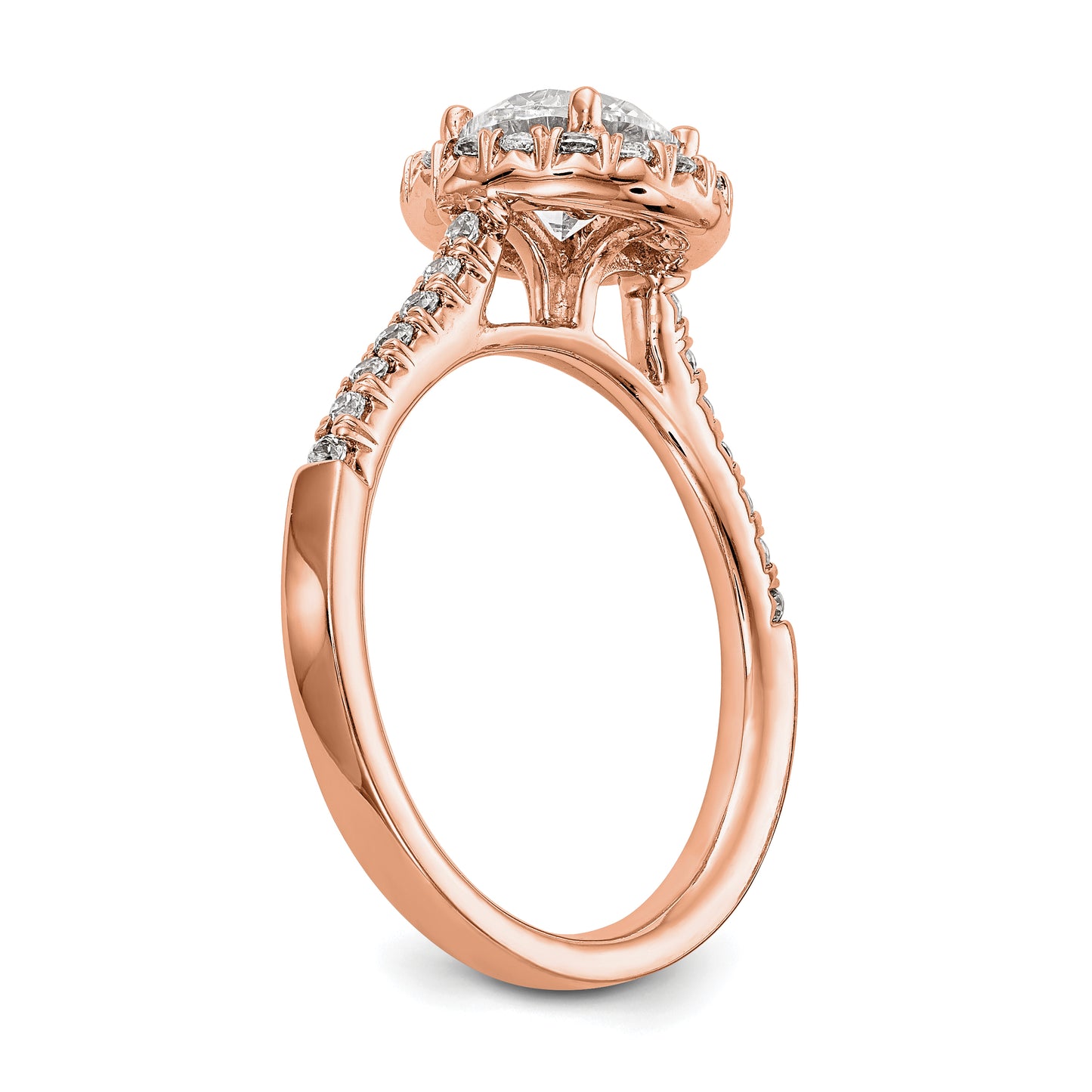 14k Rose Gold 1/3 Ct. Lab Grown Diamond VS/SI+ G+ 1 Ct. Center Round Engagement Ring